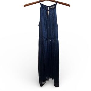 Candalite Midnight Blue Sparkle Maxi Dress Women’s Petite Medium Evening Wear